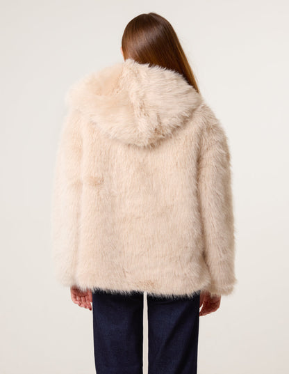 Faux Fur Hooded Short Coat