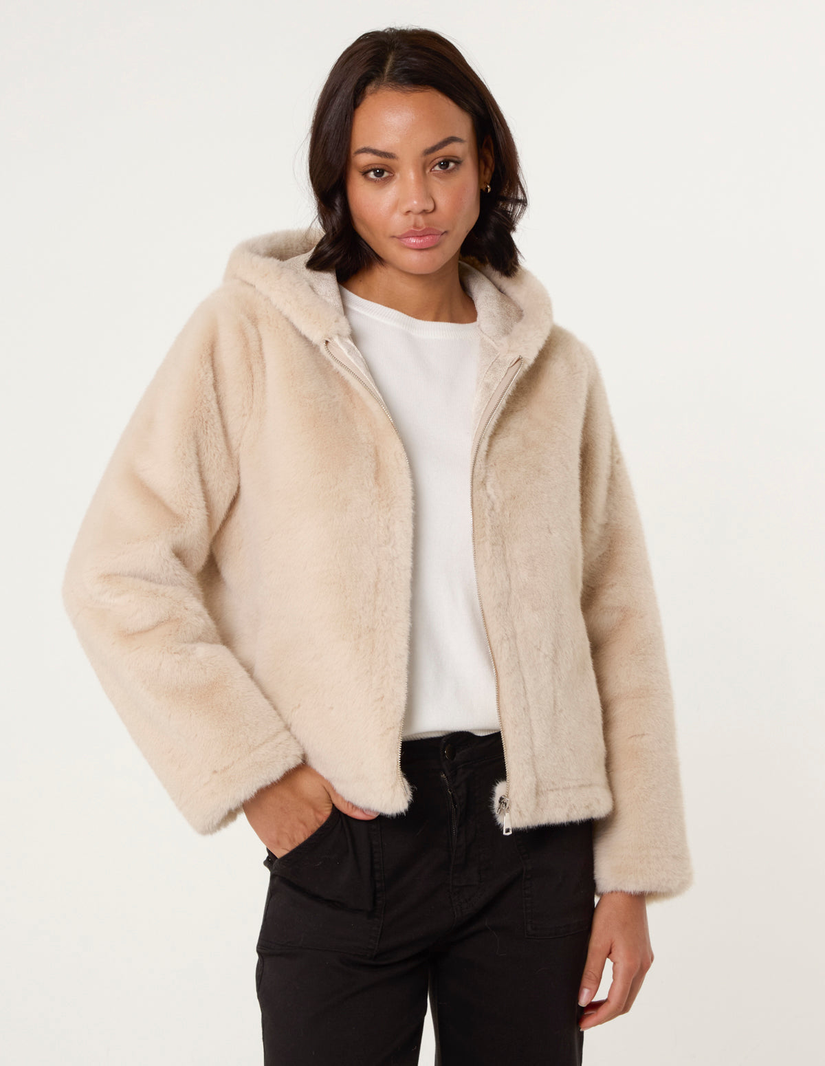 Faux Fur Hooded Jacket