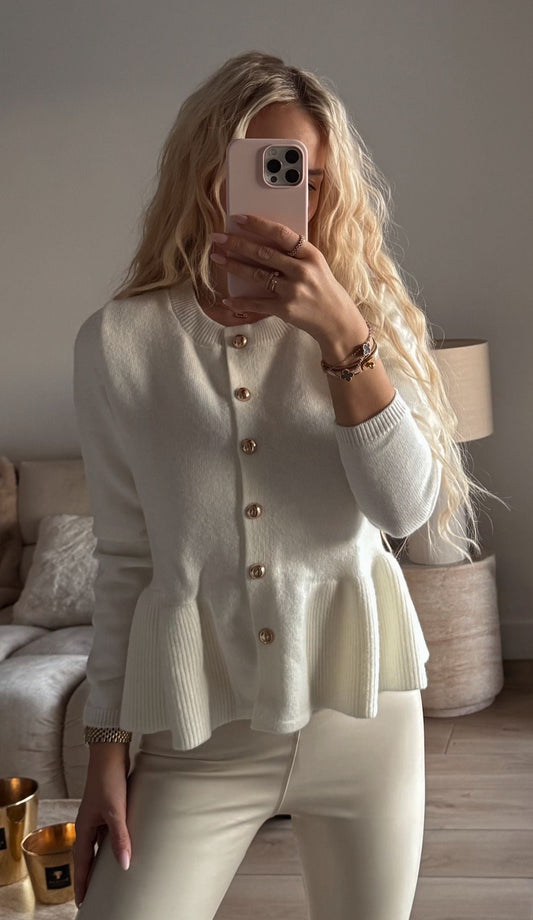Ruffled Knit Cardigan